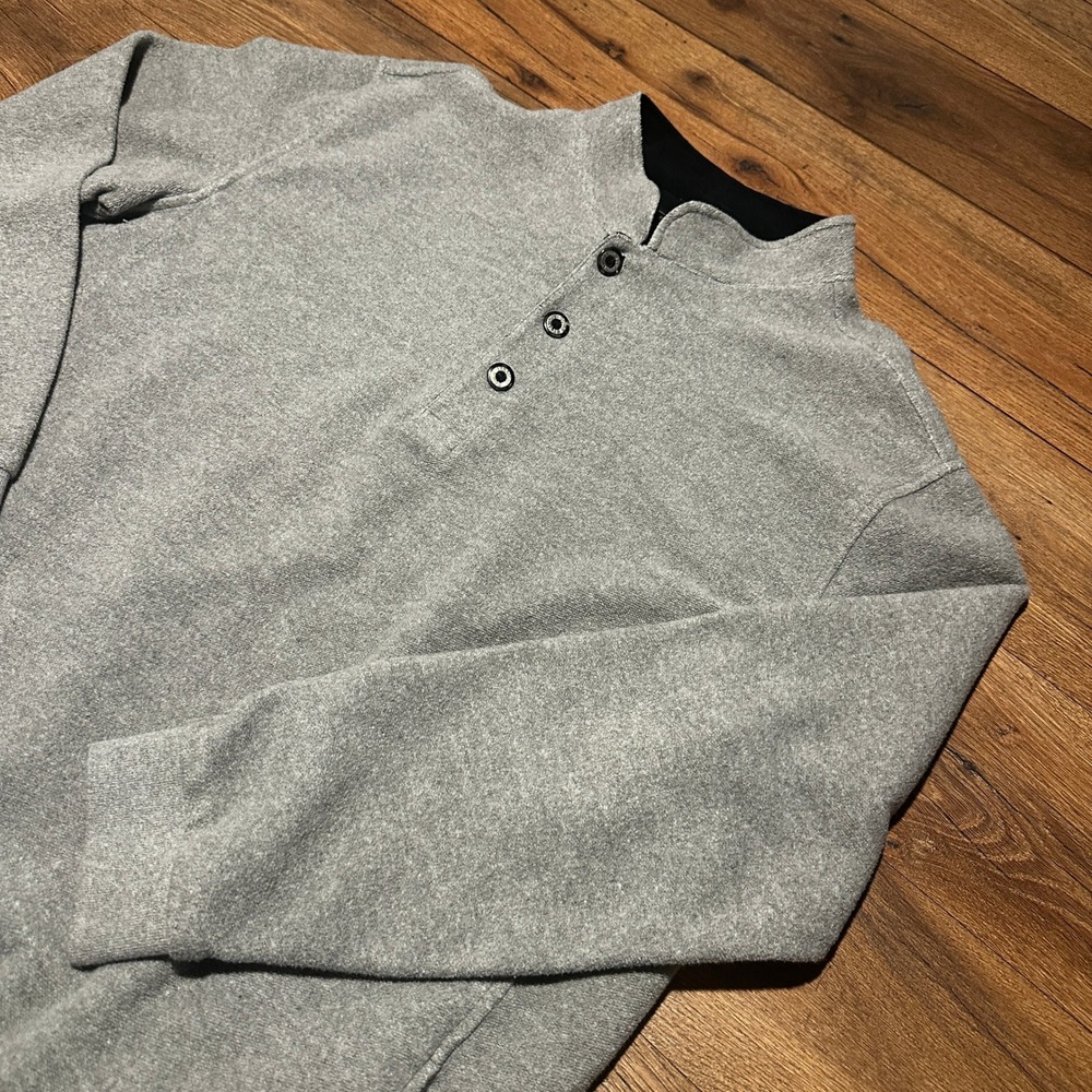 Straight Down Grey Fleece Henley Pullover Mens XXXL Made in USA